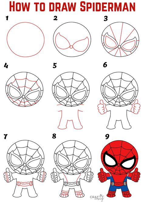 How to Draw Spiderman for Kids - Crafty Morning Spiderman Cartoon Drawing, How To Draw Spiderman, Drawing Spiderman, Draw Spider, Spiderman Sketches, Lego Spiderman, Drawing Legs, Crafty Morning, Spiderman Cartoon