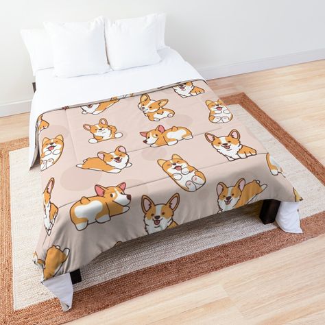 Corgi Stuff, College Dorm Room Bedding, Corgi Puppy, Corgi Dog, College Dorm Rooms, Welsh Corgi, Mask For Kids, Square Quilt, Dorm Room