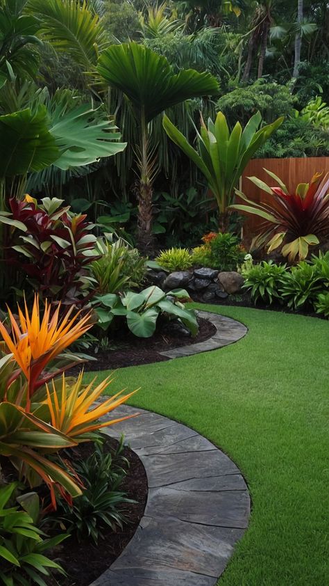 Transform your backyard into a tropical paradise with these stunning landscaping ideas Explore pool designs palm trees small oasis concepts modern design inspirations and Zone 8 and Zone 9 garden tips Incorporate elements like banana plants for a touch of California flair Whether you have a simple small space or want to create a luxurious retreat these pool designs and garden ideas will elevate your outdoor living experience Zone 9 Backyard Landscaping, Stunning Landscaping, Tropical Landscaping Ideas, Tropical Backyard Landscaping, Bali Garden, Tropical Backyard, Potted Plants Outdoor, Zone 9, Small Fountains