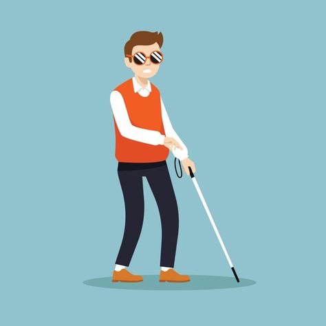 Blind man walking with stick flat illustration Blind Illustration, Flat Illustration, Vector Art, Blinds, Vector Free, Walking, Clip Art, Art