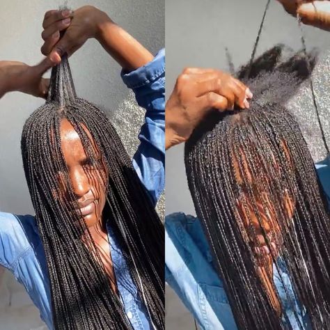 Styles By Elke, posted a video on Instagram of her take-down process for her micro braids. Grey Micro Braids, Mirco Braid Styles, Human Hair Micro Braids Black Women, How To Do Micro Braids, Straight Micro Braids, Medium Micro Braids, Micro Knotless Box Braids, Long Micro Braids, Micro Braids Styles