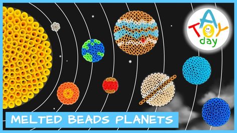 Solar System Perler Beads, Perler Bead Planet Patterns, Planet Perler Beads, Perler Beads Planets, Space Perler Beads, Space Perler Bead Patterns, Perler Bead Planet, Solar System Craft, Melted Beads