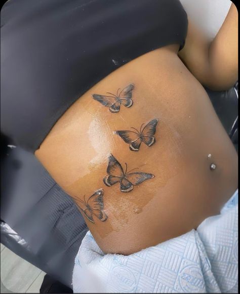 Stomach tattoo Butterfly Tattoo On Stomach, Tattoo Ideas Female Thigh, Baddie Tattoos, Tato Paha, Stomach Tattoos Women, 16 Tattoo, Hand Tattoos For Girls, Cute Hand Tattoos, Pretty Hand Tattoos