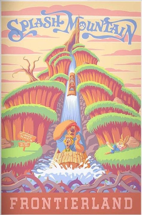 Vintage Disney Posters, Magic Kingdom Rides, Mountain Vintage, Mountain Poster, Vintage Magic, Splash Mountain, Fantasy Land, Disney Posters, Portfolio Inspiration