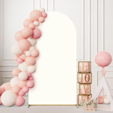 PRICES MAY VARY. 【Sturdy Metal Wedding Arch】Crafted with square tube design, this wedding arch backdrop stand offers greater stability and is less prone to warping or bending. The crossbar at the bottom adds to its robustness and makes it an ideal support for any backdrop frame. 【Premium Arch Backdrop Covers Inclueded】No need to buy a separate backdrop cover to save your valuable time. Made with high-quality elastic spandex material, our arch covers have double-sided coverage that is smooth to t Arch Stand With Balloons, Ballon Arch Back Drop, Wedding Balloon Arch, Frame For Birthday, Metal Arch Backdrop, Balloon Arch Backdrop, First Birthday Backdrop, Arched Backdrop, Arch Backdrop Stand