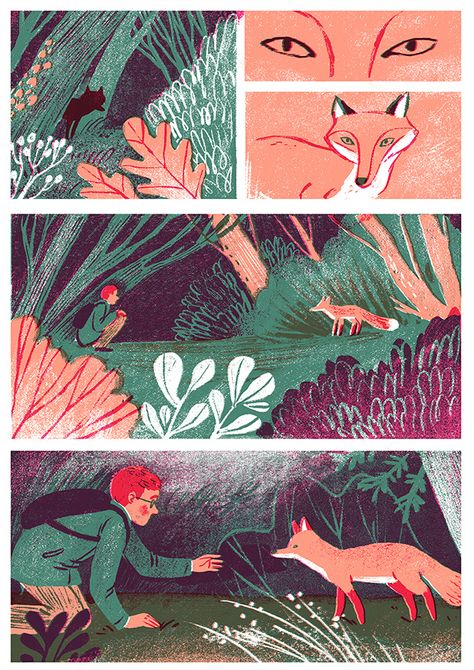 Wildlife - short story on Behance Storyboard Illustration Inspiration, Short Storyboard, Short Story Illustration, Graphic Novel Layout, Comic Book Illustration, Graphic Novel Illustration, Book Illustration Layout, Storyboard Illustration, Story Books Illustrations