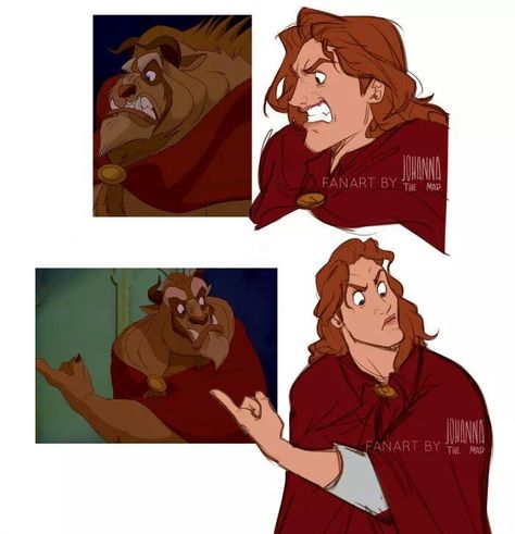 Genderbent Beauty And The Beast, Disney Sarcasm, Princess Fanart, Belle And Adam, Walking Animation, Disney Au, Funny Disney, Disney Beauty And The Beast, Pinturas Disney