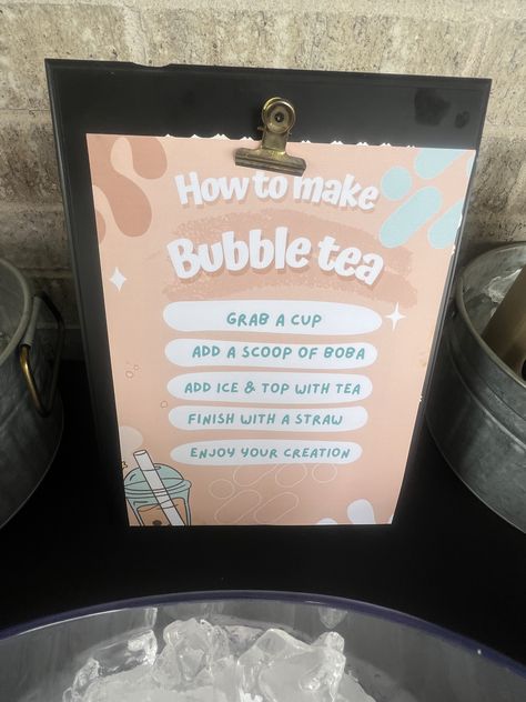 Diy Boba Bar, Boba Tea Bar Party, Build Your Own Boba Bar, Boba Bar Birthday Party, Wedding Bubble Tea Bar, Boba Bar Wedding Drink Stations, Boba Partea, Diy Boba, Boba Bar