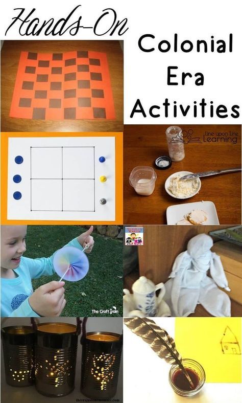 Play colonial games, do colonial chores, make things in a colonial way....a lesson about life in the American colonial era is sure to be a lot of fun. Colonial Towns And Townspeople Kindergarten, Plymouth Colony Activities, Colonial Times Activities, Colonial America Activities, Colonial America Projects, Colonial Activities, Colonial Games, Pioneer Day Activities, Colonial Crafts