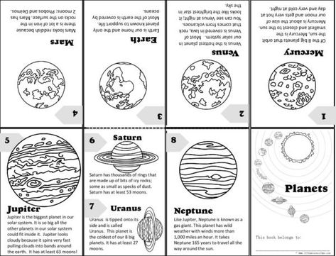 Printable Mini Books, Planets For Kids, Solar System Printables, Planets Activities, Solar System Worksheets, Solar System Activities, Planet Project, Solar System Crafts, Planet For Kids