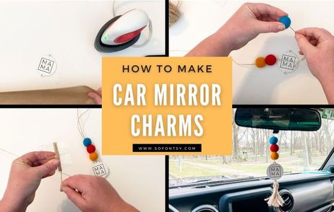 How to Make Car Mirror Charms | Using HTV on Wood Are you looking to make unique and personalized car mirror charms? Look no further! In this blog post, we will show you how to make custom car mirror charms using HTV on wood. Not only are they easy to create, but they're also affordable, fun and perfect for giving as gifts or decorating your own car with a bit of personality. So let's get started on making your own car mirror charm! First you will prepare your design. I used an adorable mama de Rearview Mirror Charms Diy, How To Make Rearview Mirror Charms, Review Mirror Car Decorations Diy, Diy Rear View Mirror Hangers, Diy Rearview Mirror Charm, How To Make Car Charms, Diy Car Charms Rear View Mirror, Review Mirror Car Decorations, Rearview Mirror Decoration Diy