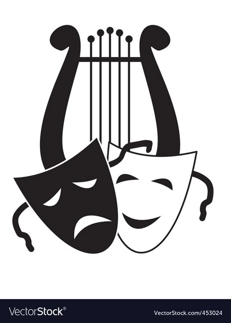 Theatre Symbol, Theatre Tattoo, Theatre Illustration, Theatre Masks, Scary Mask, Music Tattoo, Room Decals, Sewing Embroidery Designs, Fish Painting