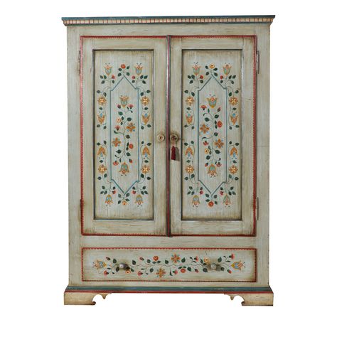 17th-Century-Style Tyrolean Landscape Wardrobe Vangelista 1960 | Artemest Mirror Paintings, Hand Painted Dressers, Painted Armoire, Painted Wardrobe, Antique Wardrobe, Antique Aesthetic, Furniture Storage Cabinets, Wooden Wardrobe, Rug Buying Guide