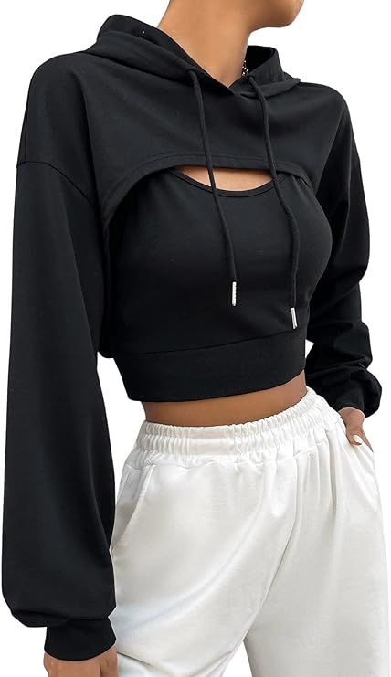 Super Cropped Hoodie, Super Crop Top, Top Shein, Crop Top Sweatshirt, Elegante Casual, Chic Sweaters, Preppy Casual, Crop Hoodie, Cropped Tops