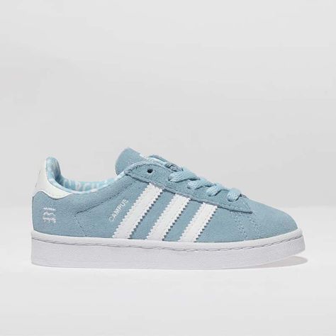 Kids Unisex pale blue adidas campus trainers | schuh Blue Adidas Campus, Adidas Campus Shoes, Toddler Adidas, Blue Trainers, Scarlett Rose, Fall 23, Adidas Campus, Shoe Inspo, Adidas Gazelle Sneaker