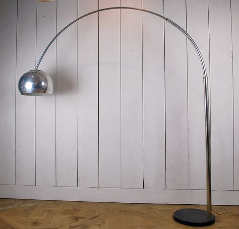 Silver Arc Lamp, Floor Lamp Chrome, Floor Lamp Retro, Chrome Floor Lamp, 70s Floor Lamp, Arc Floor Lamp Living Room, Arc Floor Lamps Living Room, Standing Lamps Living Room, Chrome Home Decor