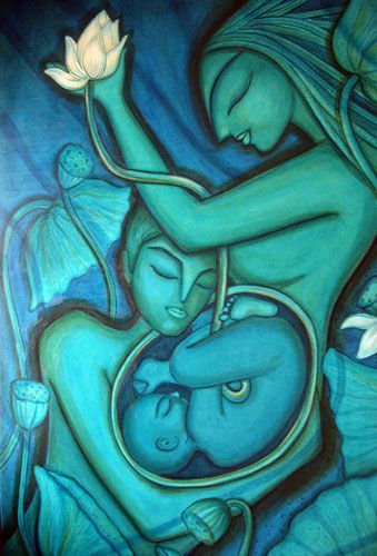 Sarbani Bhattacharya « The Gallery of Gnani Arts Birth Art, Arte Doodle, Art Buddha, Pregnancy Art, Cubist Art, Buddha Art Painting, Mother Art, Abstract Art Painting Diy, Indian Folk Art