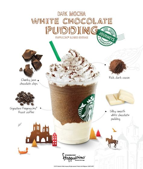 white-chocolate-frap-starbucks Cafe Website Design, White Chocolate Pudding, Poster Drink, Menu Drink, Coffee Frappuccino, Drink Poster, Drink Glasses, Drink Packaging, Bakery Branding