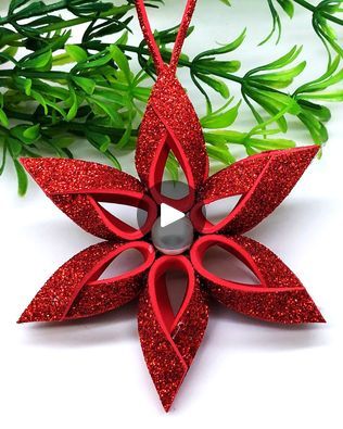 Glitter Paper Decoration Ideas, Diy Copper Christmas Ornaments, Diy Star For Christmas Tree, Glitter Foam Sheets Crafts, Flower Making Paper Craft Ideas, Foam Paper Christmas Ornaments, Easy Christmas Crafts With Paper, Christmas Star Ornaments Diy, Christmas Decorations Tutorial