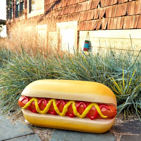 Just in time for the 4th - hot dogs are back ! 🌭 Dog Party Games, Weird Furniture, Hot Dog Cart, Beautiful Home Gardens, Food Sculpture, Food Shapes, Cartoon House, Event Activities, Brace Yourself