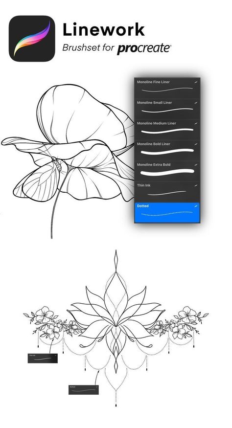 Procreate fine liner brush for tattoo and lineart | Download now! Procreate Downloads, Procreate Brushes Download, Brush For Procreate, Brush Tattoo, Best Procreate Brushes, Shading Brush, Skin Paint, Photoshop Brushes Free, Free Procreate