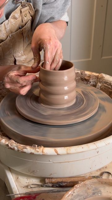 Elyssa Sasongko on Instagram: "The throwing and handle attaching of my curvy mugs! #pottery #ceramics #wheelthrown #slowmade #handmade #smallbusiness #shopsmall #shoplocal #clay #potterylove #potterystudio #potterylife #art #homestudio" Curvy Mug, Wheel Throwing Aesthetic, Ceramic Art Wheel, Pottery Throwing Aesthetic, The Great Pottery Throw Down, Ceramics Throwing Ideas, Ceramic Throwing Ideas Pottery Wheel, Wheel Throwing Mug, Ceramic Wheel Throwing