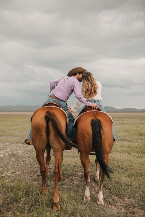 Equine Engagement Photos, Horseback Couple Photos, Engagement Pics With Horses, Western Couple Pictures With Horses, Rodeo Engagement Pictures, Horses Engagement Photos, Western Couple Photoshoot With Horses, Horseback Engagement Photos, Couples On Horses