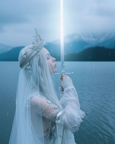 Stoic💖 Ice Angel, White Haired Witch Aesthetic, White Witch Narnia, Ice Witch Narnia, White Hair Witch Fantasy Art, Whimsical Photoshoot, White Hair Goddess Fantasy Art, Ethereal Gowns, Angelcore Aesthetic