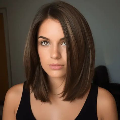 40 Low-Maintenance Medium-Length Haircuts For On-the-Go Women Layered Lob Haircut For Fine Hair, Invisible Layers Haircut Shoulder Length, Haircuts That Frame Your Face Long Hair, Medium Bob Side Part, Short Hairstyles For Women In Their 30s, Layered Lob Straight Hair, Short Dark Balayage Hair, A Line Bob Medium, Plus Size Haircut Double Chin