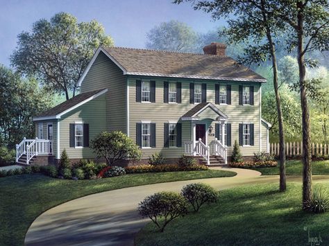 small colonial homes | Walton Colonial Home Plan 001D-0002 | House Plans and More Small Colonial, American Style House, Colonial House Exteriors, Colonial Style House, Colonial Style House Plans, American House Plans, Colonial House Plans, Colonial Homes, Colonial Farmhouse