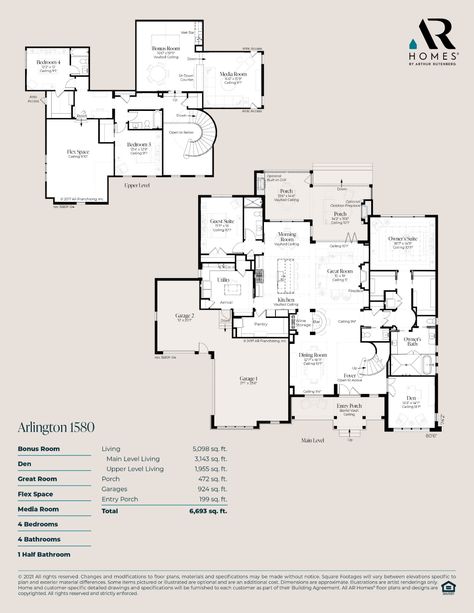 The Arlington 1580 Plan | AR Homes® by Arthur Rutenberg Staircase Floor Plan, Custom Floor Plans, European Farmhouse, Curved Staircase, Model Home, Virtual Design, Room Flooring, Custom Home Builders, Farmhouse Design