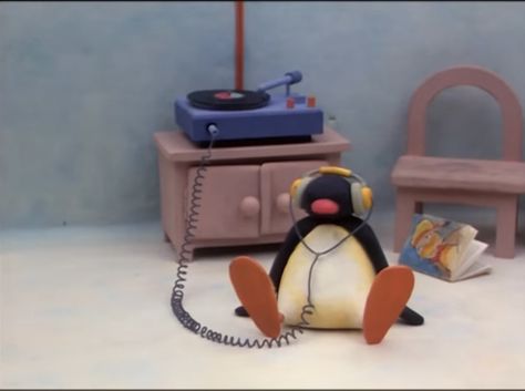 pingu penguin headphones record player vinyl cute Headphones, Music