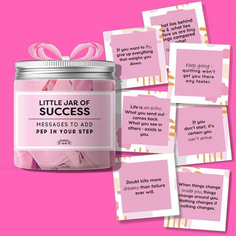 Boost your day with uplifting messages, adding that extra *pep in your step* we all need some days! 🚀✨ #successmindset #motivationdaily #giftideas #powerofpositivity #giftshop #pink #pinkgift #positivethinking #wordsofencouragement #encouragement Back To School Care Package, Affirmation Jar, Message Positif, Card Messages, Success Inspiration, Remember Why You Started, Sending Hugs, Success Affirmations, Gift Bows