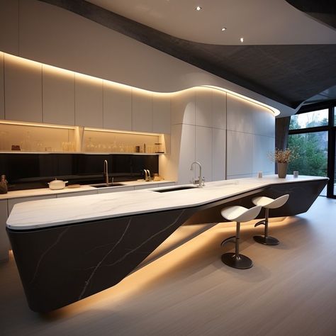 Modern Futuristic House Interior, Modern Futuristic Interior, Futuristic House Interior, Avant Garde Interior Design, Modern Futuristic House, Futuristic Bedroom Design, Futuristic Kitchen Design, Futuristic Kitchen, Futuristic Bedroom