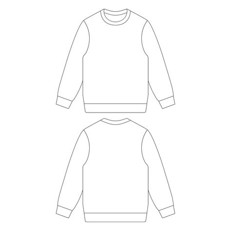 Template sweater vector illustration flat sketch design outline Sweatshirt Outline Template, Sweatshirt Design Template, Outfit Logo Design Ideas, Jumper Designs Ideas, Clothing Outline Template, Plain Hoodie Template, Hoodie Design Sketch, Vector Mockup Clothes, Mock Ups Design