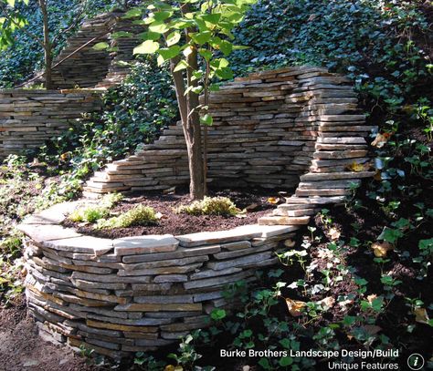 rock planter Landscaping A Slope, Hillside Garden, Sloped Backyard, Hillside Landscaping, Plants Growing, Sloped Garden, Deco Nature, Walled Garden, Landscaping With Rocks