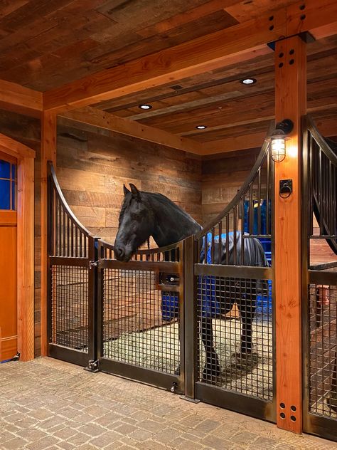 Farm Horses Stables, Horse Stable Design Ideas, Horse In Backyard, Horses In Stables, Horse Stable House, Pretty Horse Stables, Horse Stables Interior, Horse Stables Aesthetic, Horse Barn Aesthetic