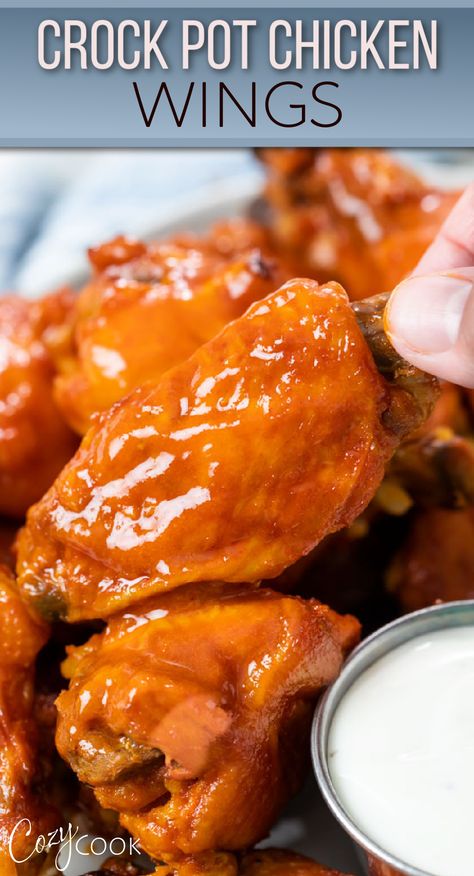 chicken wings made in the crock pot Crock Pot Chicken Wings, Chicken Wings Crockpot, Wings Buffalo, Cozy Cook, Celery Sticks, Crock Pot Chicken, Carrot Sticks, Wings Recipe, Buffalo Sauce