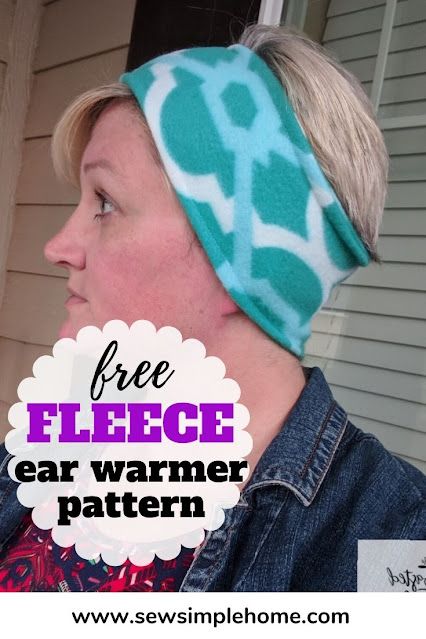 Easy Fleece Ear Warmer Pattern Fleece Headband Pattern Free, Fleece Sewing Patterns, Fleece Scarf Pattern, Headband Sewing Pattern, Fleece Diy, Headband Sewing, Fleece Hat Pattern, Ear Warmer Pattern, Winter Sewing