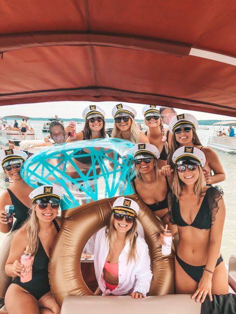 Bachlorette Party At The Lake, Nashville Boat Party, Batularette Party, Party Boat Bachelorette, Bachelorette Party Themes Boat, Catamaran Bachelorette Party, Bach Party Themes Lake, Bachelorette Party Boat Ideas, Boat Bachelorette Theme