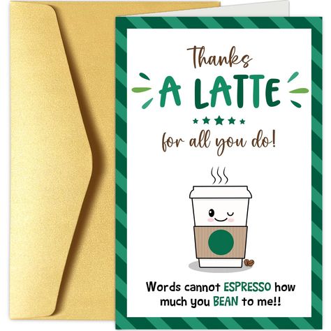 PRICES MAY VARY. This humorous and cute coffee themed punny celebration card is perfect for Boss Day, office birthday, promotion, appreciation, leaving, retirement, and any other occasion. Printed on premium, smooth, heavy card stock. A wonderful and unique gift for men/women to show your gratitude. Card measures 5 x 7 inches when folded. Includes an extra thick envelope in case you want to mail your card. Blank inside for your personal message. You can write down your appreciation to your boss, Coffee Thank You, Boss Day Cards, Thank You Puns, Bosses Day Cards, Boss Coffee, Cleaning Crew, Coffee Gifts Card, Bosses Day, Thanks A Latte