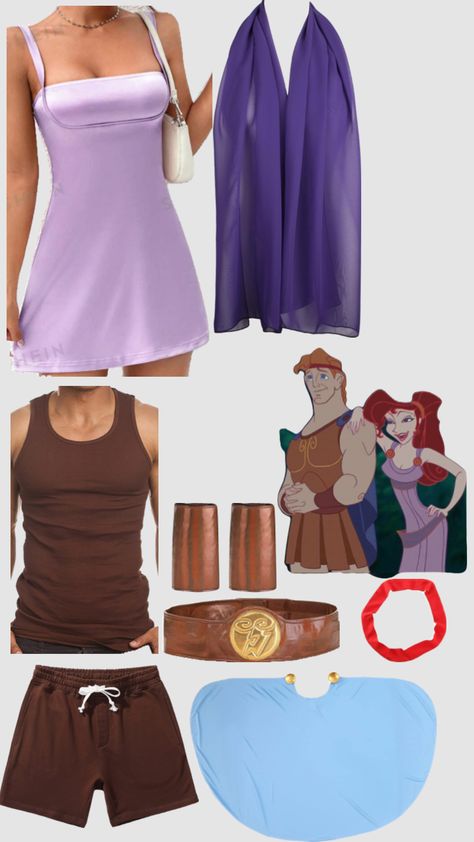 halloween - hercules and megara Halloween Hercules And Meg, Meg And Hercules Costume Diy, Hercules Costume Woman, Hercules And Meg Halloween Costume, Megra Halloween Costume, Diy Hercules Costume, Hercules Muses Costume, Megara Hairstyle, Megara Costume Halloween