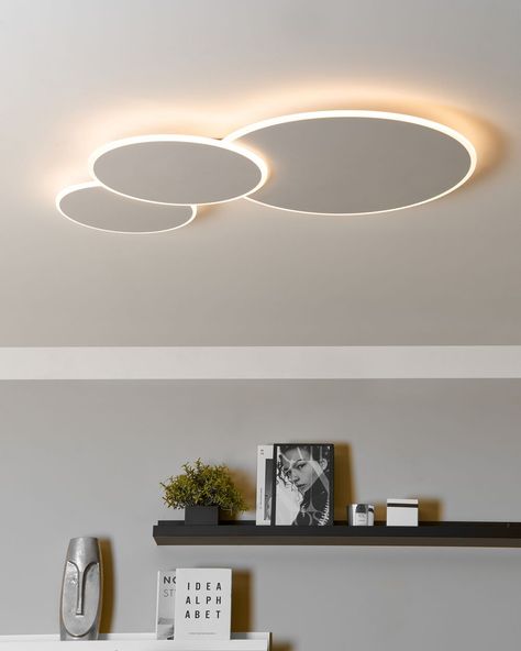 The white triple LED ceiling light is perfect for a living room or bedroom. Its modern design also makes it an elegant ceiling decoration. The dimmer function allows you to adjust the brightness to suit your preferences.  Details: Color: White. Main material: Aluminium. Additional material: Silicone.  Weight: 4 Assembly: Full Assembly Required Ceiling Lamp White, Storage Kids Room, Hallway Lighting, Led Ceiling Lamp, Dim Lighting, Modern Ceiling, Ceiling Decor, Modern Ceiling Light, Dining Room Lighting