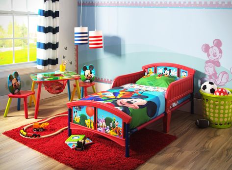 Find Disney® Mickey Mouse Plastic Toddler Bed at Michaels. com. Make his bedroom magical with this Mickey Mouse Toddler Bed! Featuring adorable graphics of Mickey and friends, this sturdy bed is outfitted with two side rails, so you can rest easy knowing your boy will also rest easy. Make his bedroom magical with this Mickey Mouse Toddler Bed! Featuring adorable graphics of Mickey and friends, this sturdy bed is outfitted with two side rails, so you can rest easy knowing your boy will also rest Mickey Mouse Bedroom Toddler, Mickey Mouse Bedding, Mickey Mouse Room, Mickey Mouse Bedroom, Boy Toddler Bedroom, Mickey Baby, Disney With A Toddler, Big Kid Bed, Toddler Room Decor