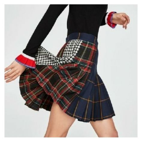 Zara Woman Tartan Gingham Plaid Box Pleat Mini Skirt With Side Zipper Closure Pictures Taken Of Aprox Measurements Plaid Mini Skirts, Harajuku Skirt, Check Mini Skirt, Tartan Skirt, Plaid Pleated Skirt, Skirts Women, England Style, A Line Shorts, England Fashion