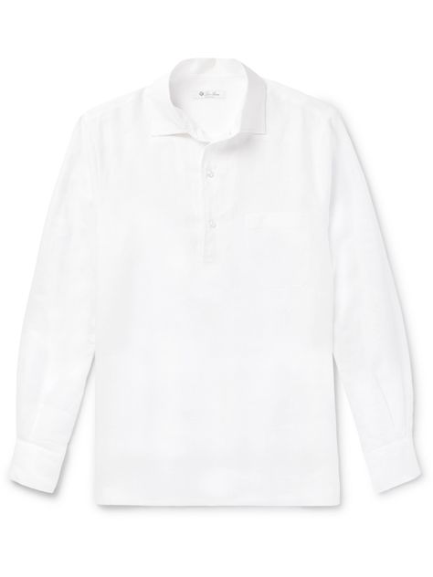 Find LORO PIANA Arizona Linen Half-placket Shirt L on Editorialist. Loro Piana's 'Arizona' shirt has been made in Italy from lightweight linen, making it ideal for warm weather occasions. Leave the top two buttons undone and roll the sleeves to create a carefree look. Loro Piana, Warm Weather, Arizona, In Italy, Mens Shirts, Italy, Luxury Fashion, White, Clothes