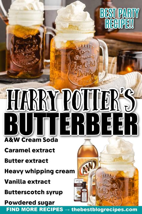 Copycat Butterbeer, Butterbeer Recipe Alcoholic, How To Make Butterbeer, Alcoholic Butterbeer, Homemade Butterbeer, Butter Beer Recipe Harry Potter, Harry Potter Butterbeer, Butterscotch Syrup, Italian Cream Soda