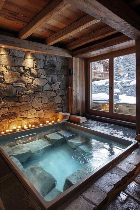 Hot Tub And Sauna, Indoor Hot Tub, Hot Tub Room, Sauna House, Piscina Interior, Hot Tubs Saunas, Sauna Design, Sauna Room, Outdoor Sauna