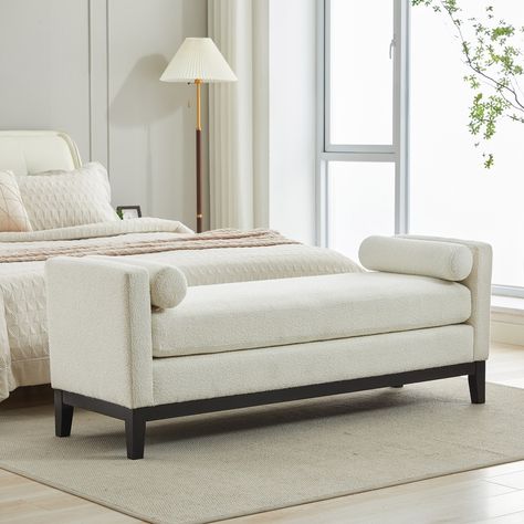 Bedroom Bench with Pillows and Solid Wood Legs for Living Rooms and Entryway - On Sale - Bed Bath & Beyond - 41057461