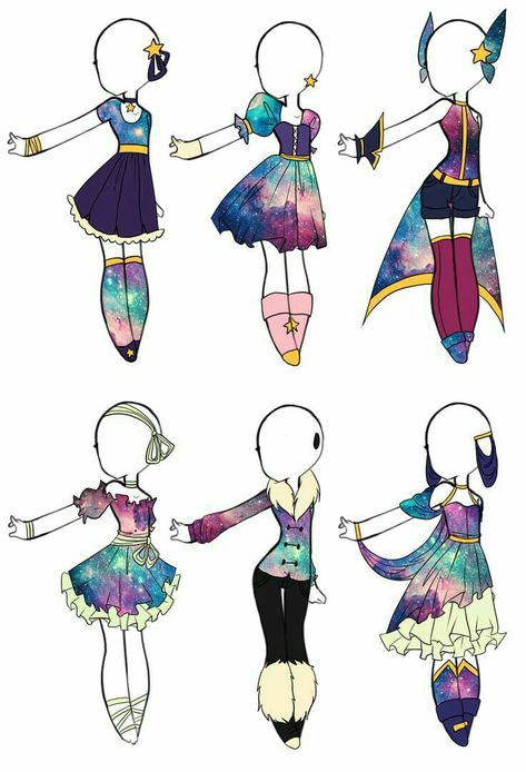 Galaxy Clothes Drawing, Galaxy Outfit, Arte Do Kawaii, Clothing Sketches, Clothing Design Sketches, Drawing Anime Clothes, Fashion Design Drawings, Fashion Design Sketches, Drawing Clothes